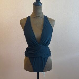 Cupshe Elegant Black Wrap One-Piece Swimsuit